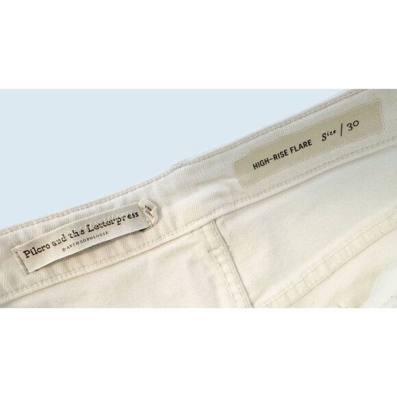 ANTHROPOLOGIE / PILCRO High Rise Embroidered Flare White Size  30 - Picture 5 of 8
